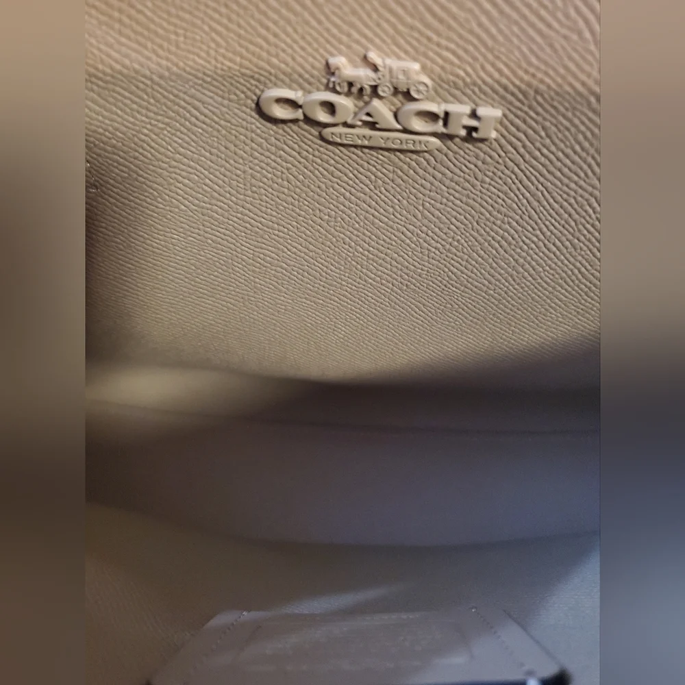 Coach Cream Pebbled Leather Mollie Tote with Top Handles And Shoulder Strap - Picture 2 of 7